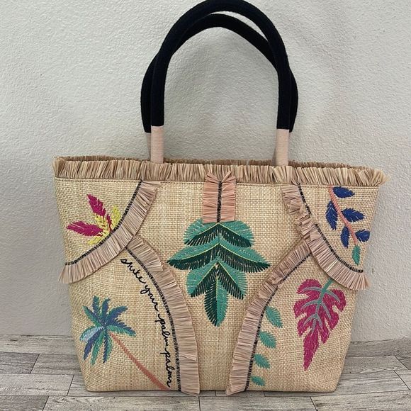 Stella & Dot Straw & Raffia Tote & Matching Pouch NWOT - Picture 2 of 12